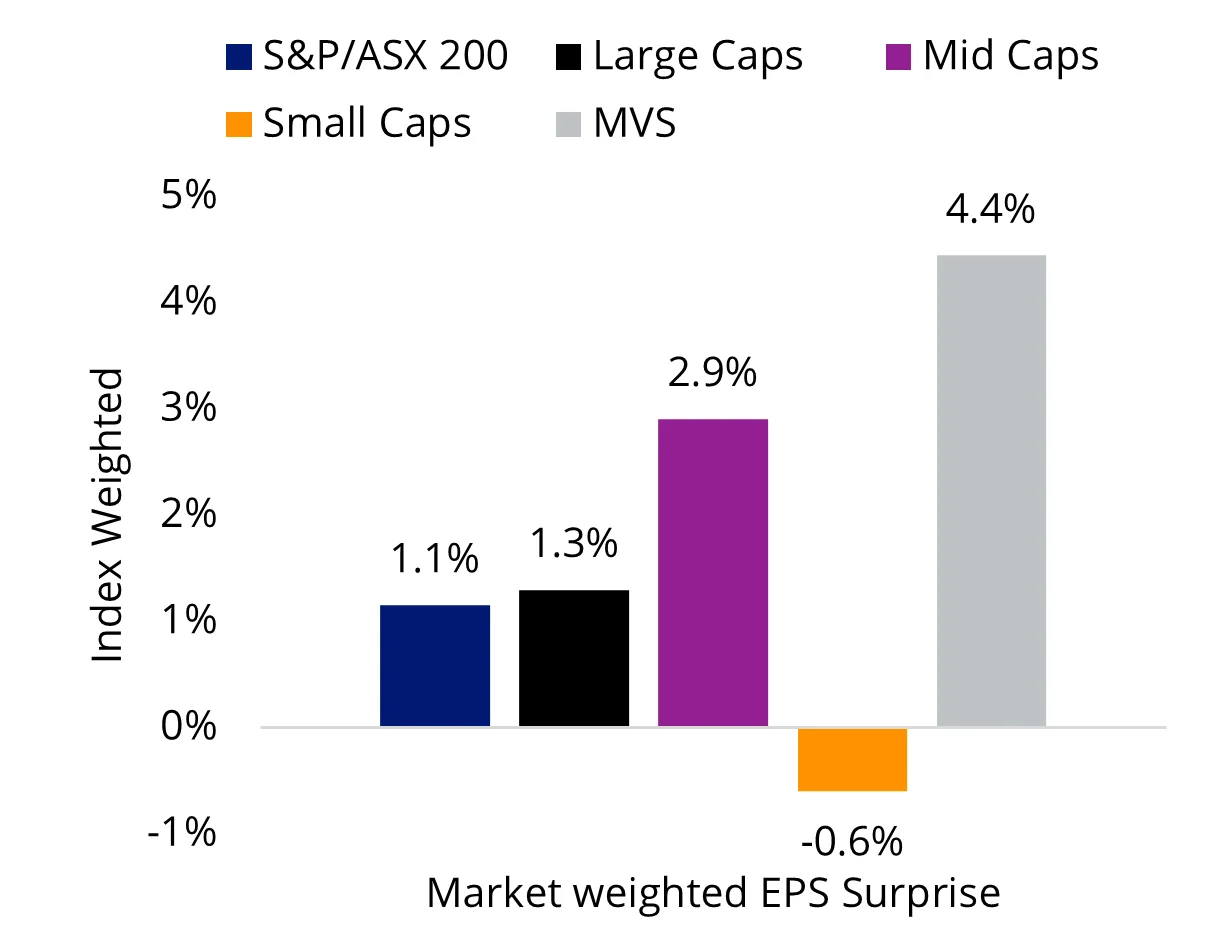 Chart 6: EPS surprises by size and MVS