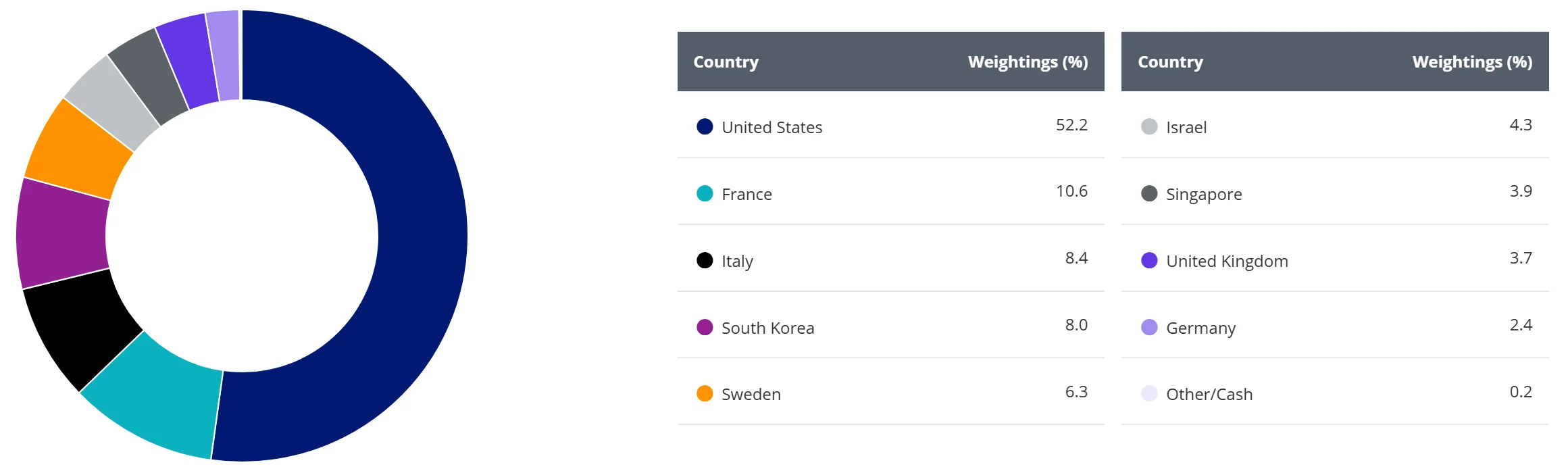 Chart 1: Country weightings of DFND