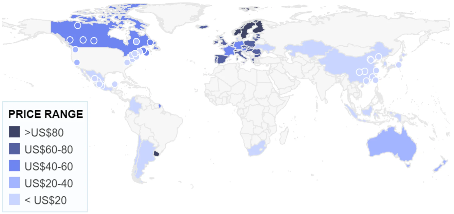 Chart 1: A wide disparity in the price of carbon credits around the world